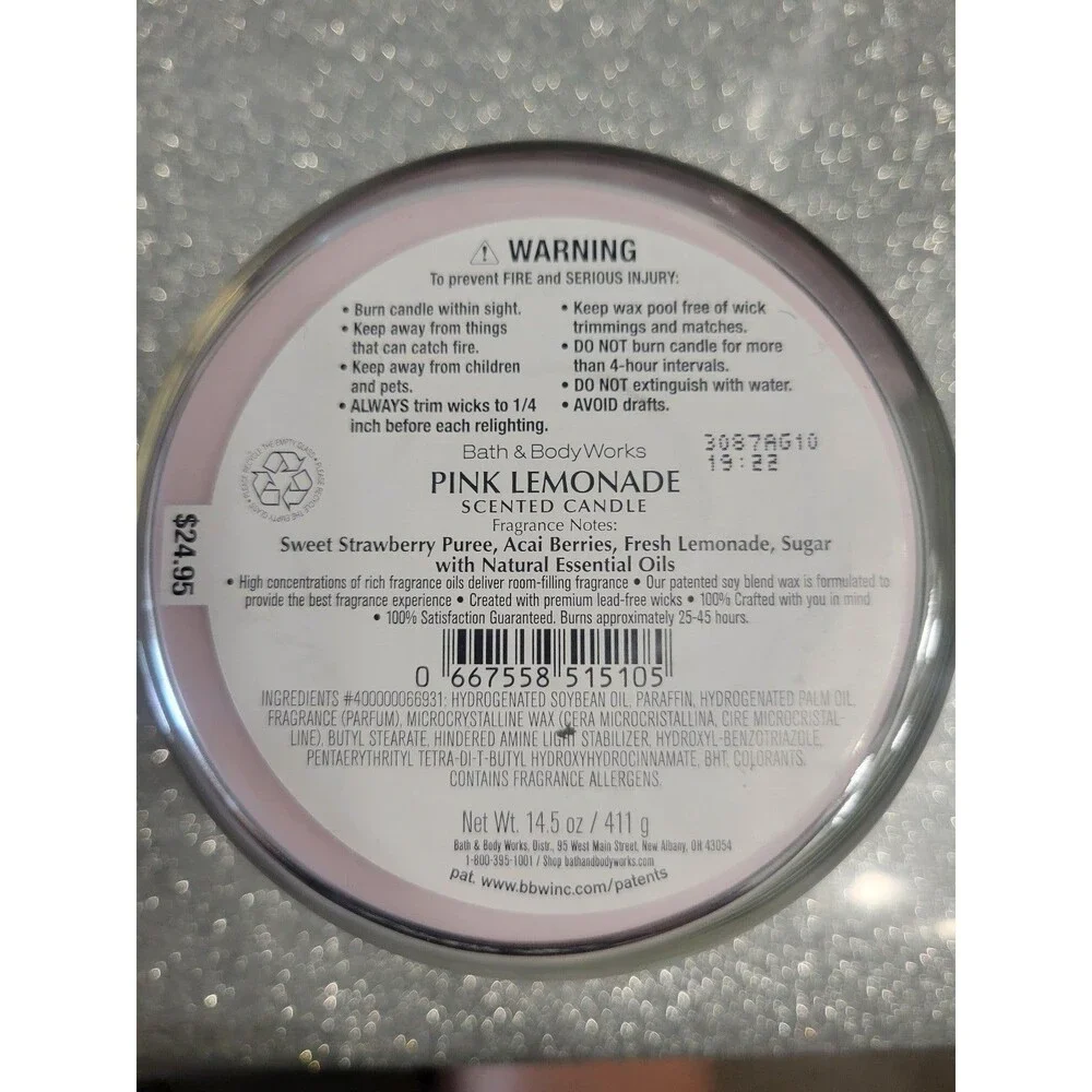 Bath and Body Works Pink Lemonade 3-wick candle